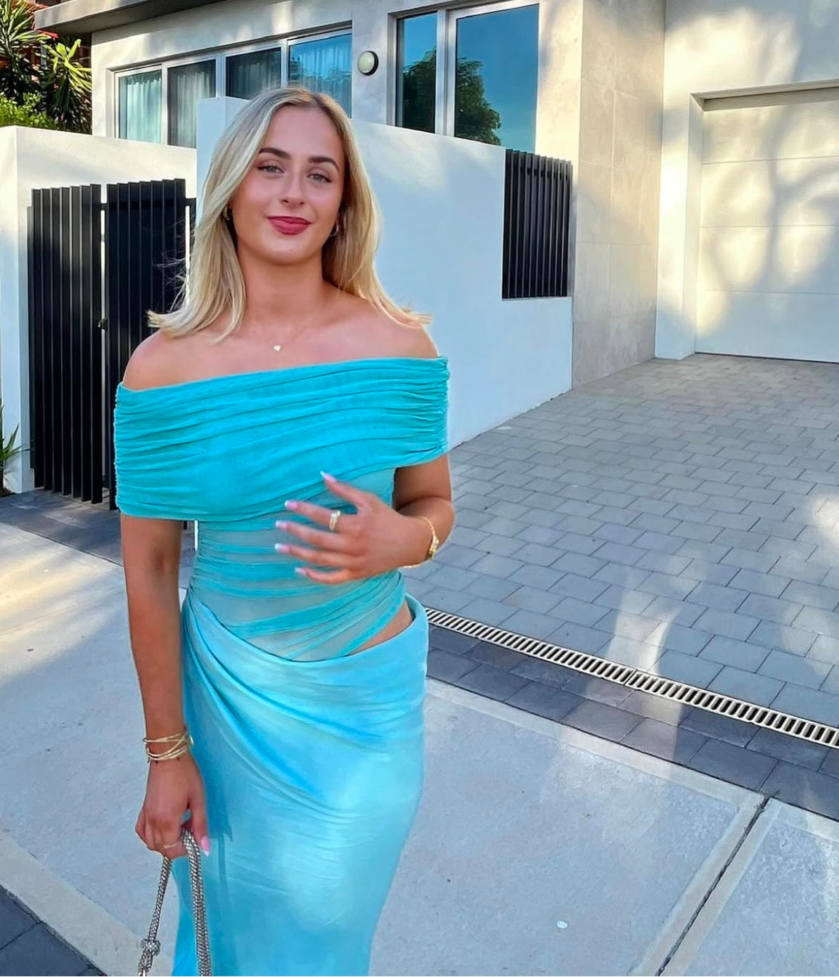 Benni Nico Off Shoulder - Aqua