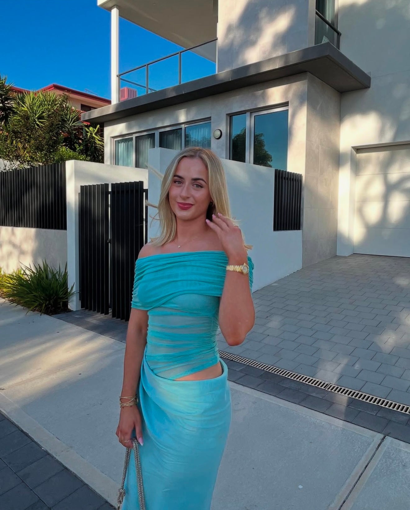 Benni Nico Off Shoulder - Aqua