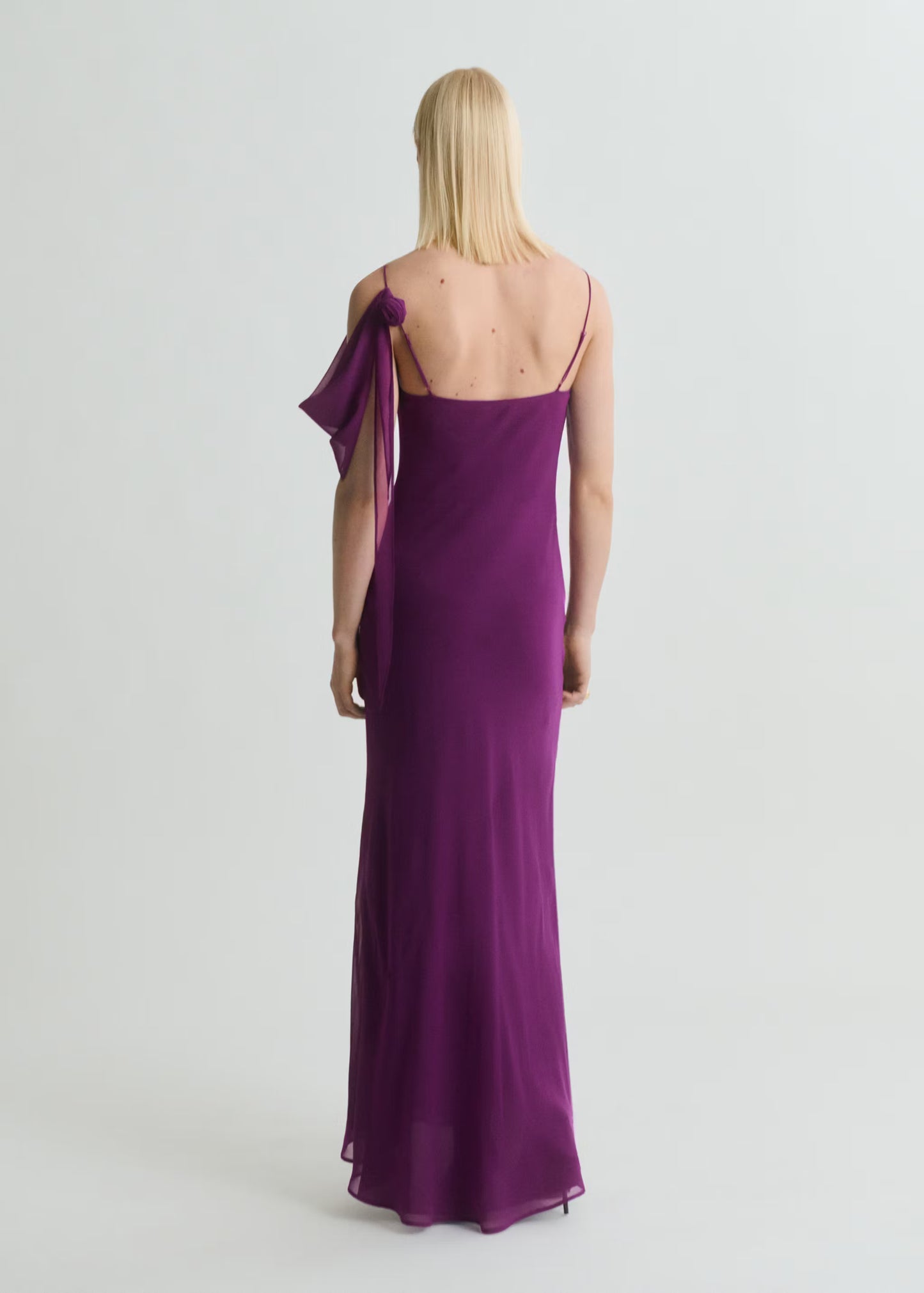 Mango - Draped Dress with Flower Detail - Purple