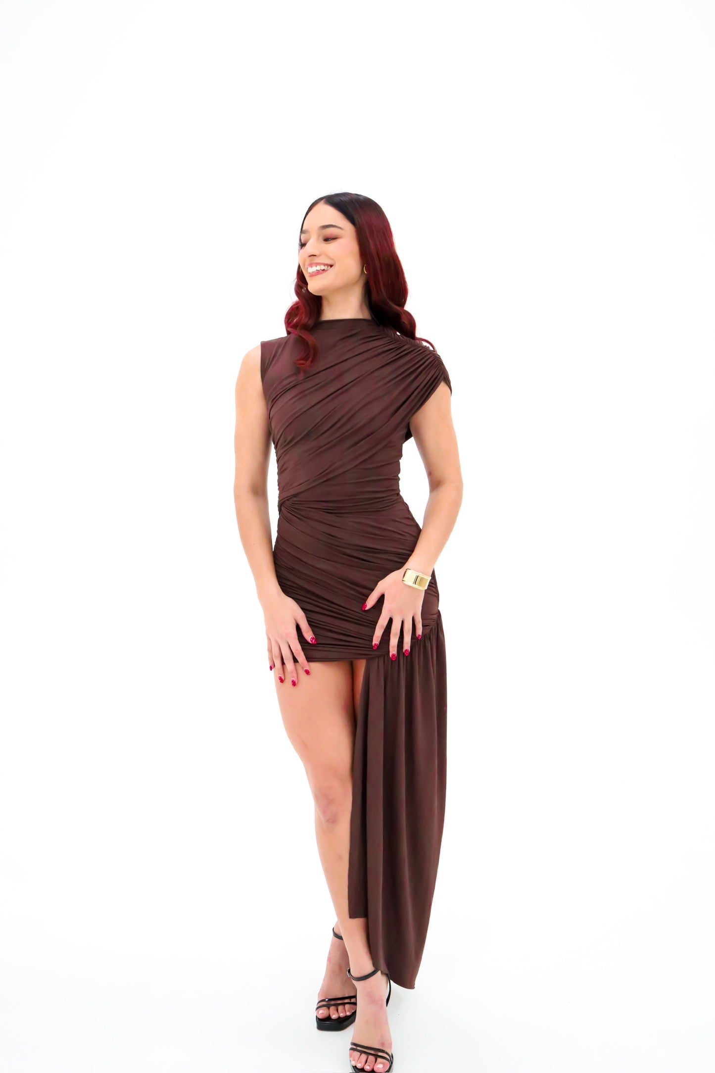 De La Vali Ravenna Mini Dress - Chocolate Brown Jersey