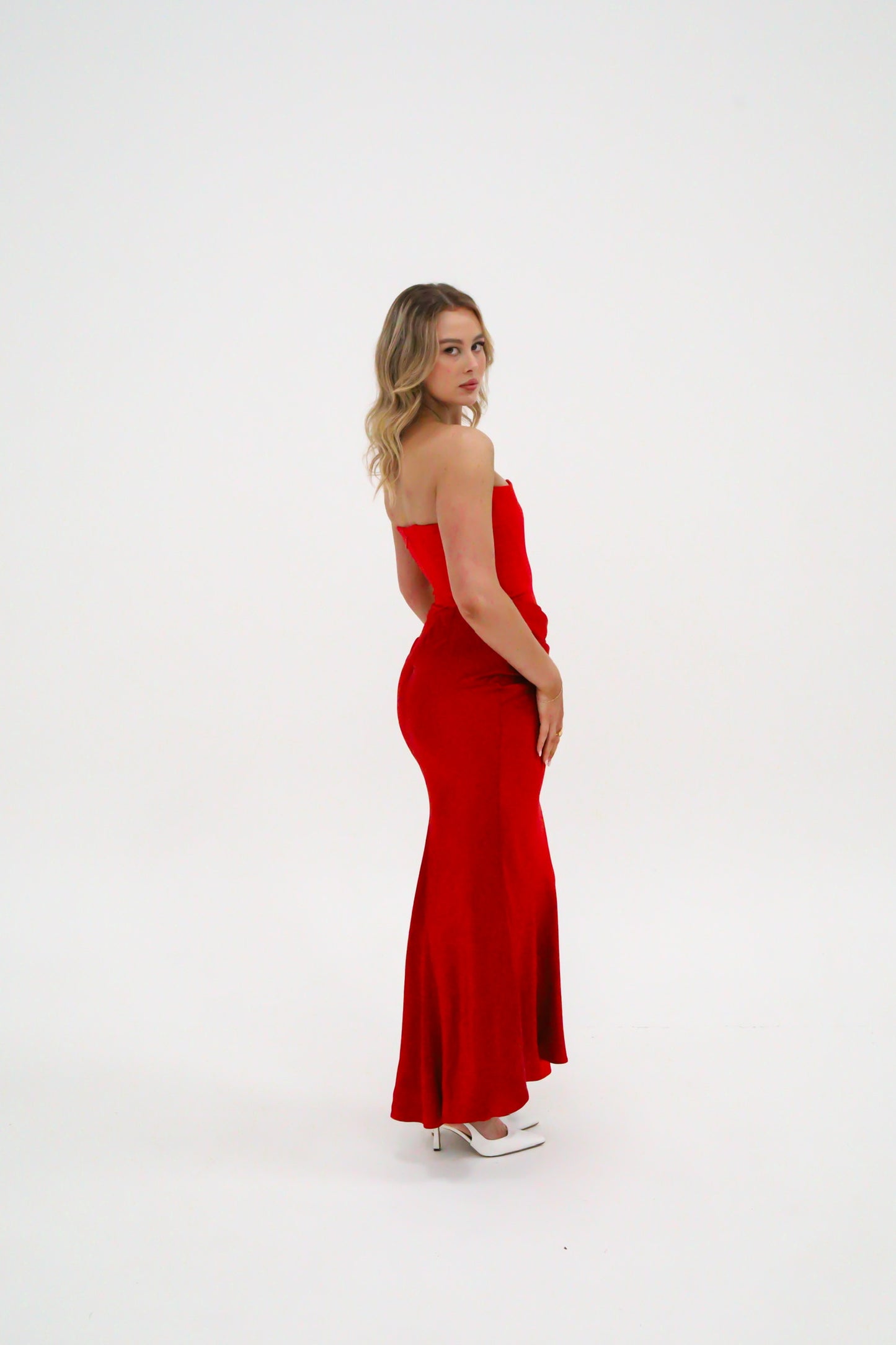 House of CB Persephone Strapless Corset Maxi - Scarlet