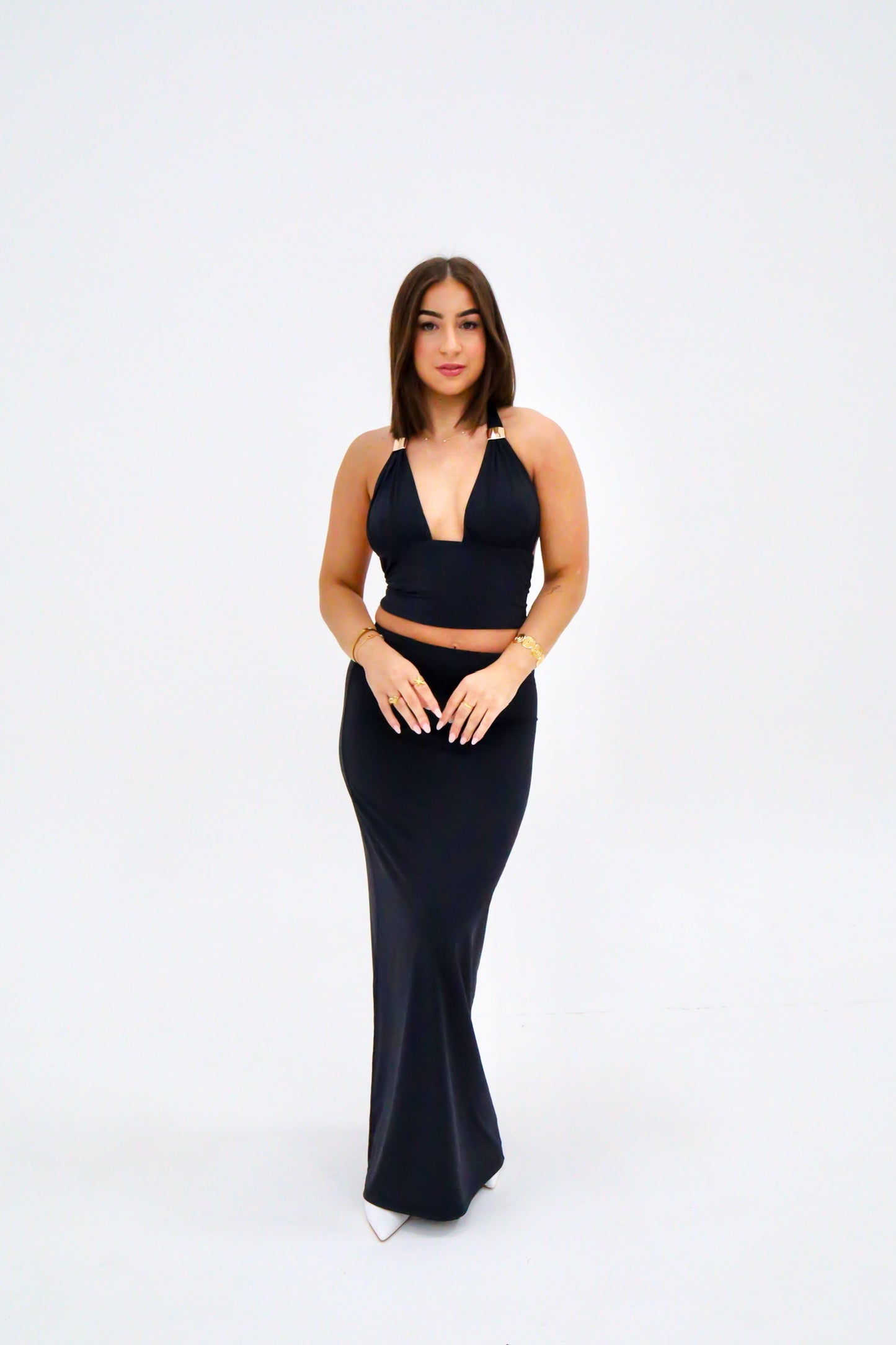 Sasha Therese Cleo Top and Skirt - Black