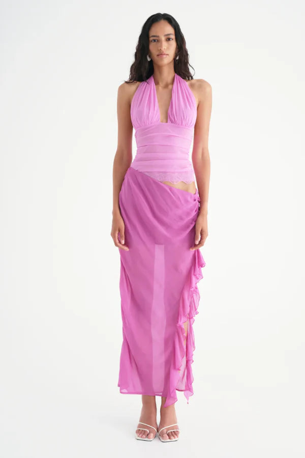 Benni Penelope Halter Maxi Dress - Pink