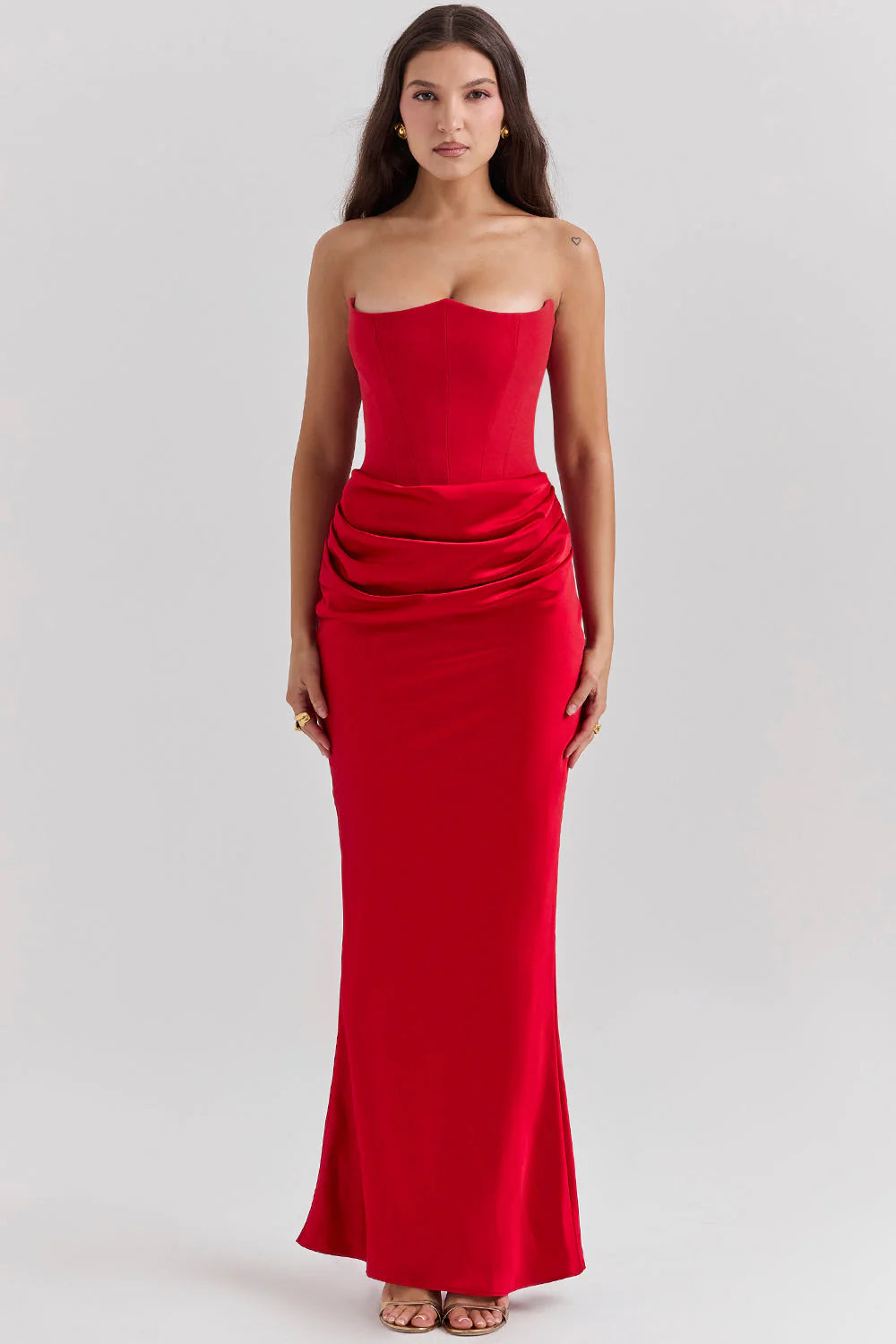 House of CB Persephone Strapless Corset Maxi - Scarlet