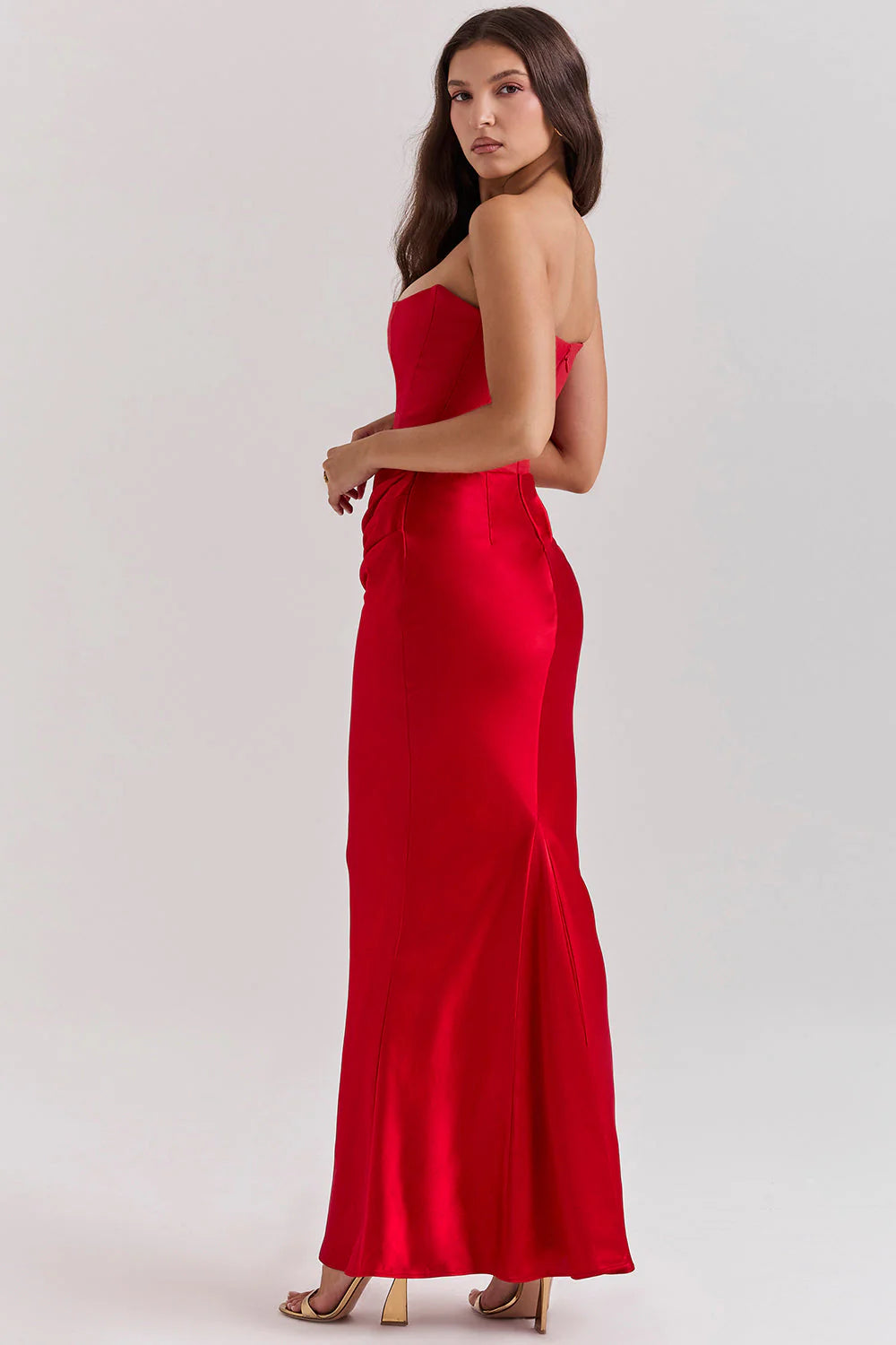 House of CB Persephone Strapless Corset Maxi - Scarlet