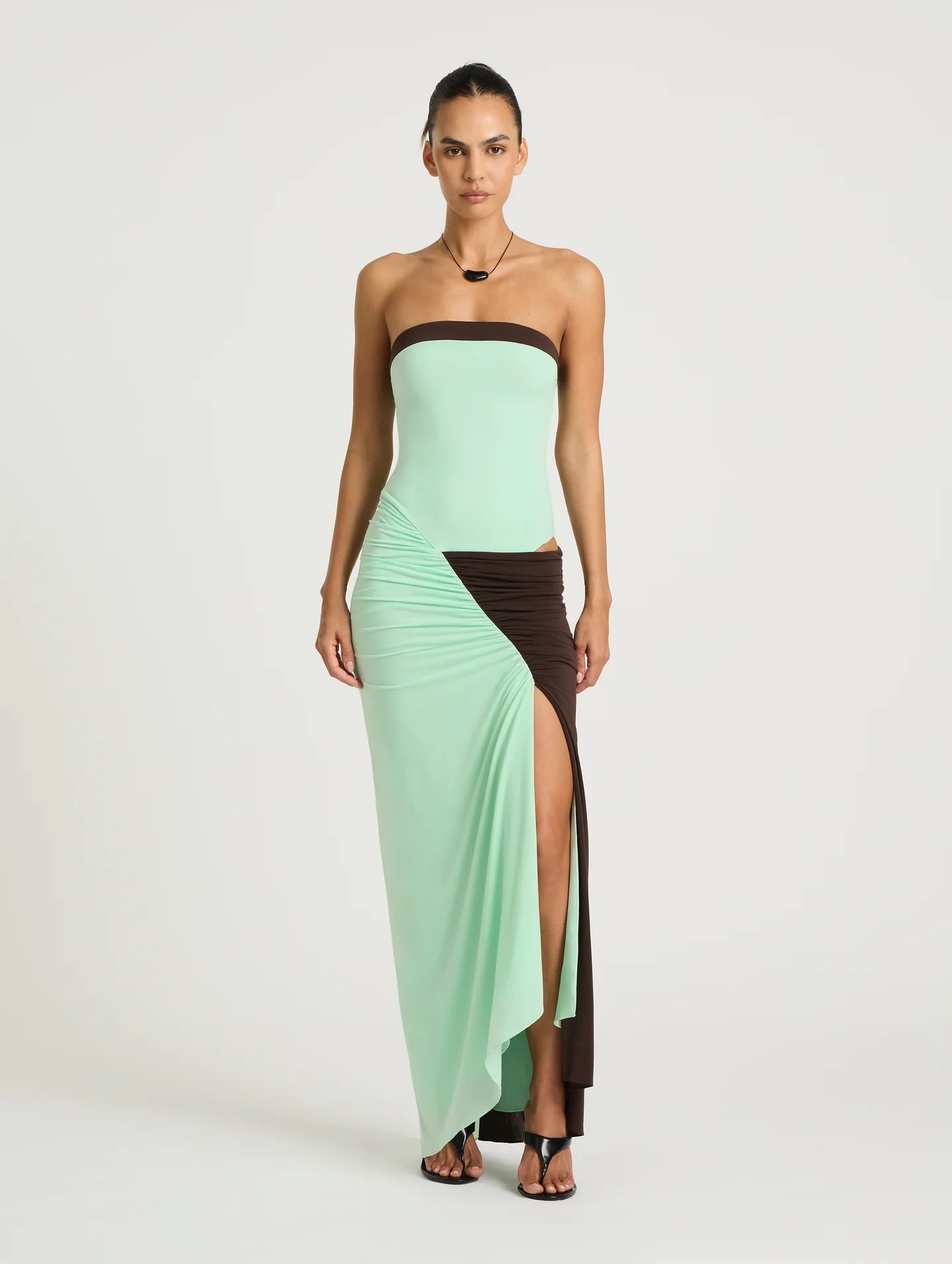 Benni Rumi Straplesse Maxi - Aqua/Choc