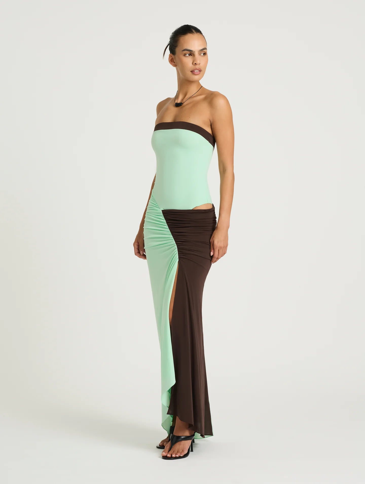 Benni Rumi Straplesse Maxi - Aqua/Choc