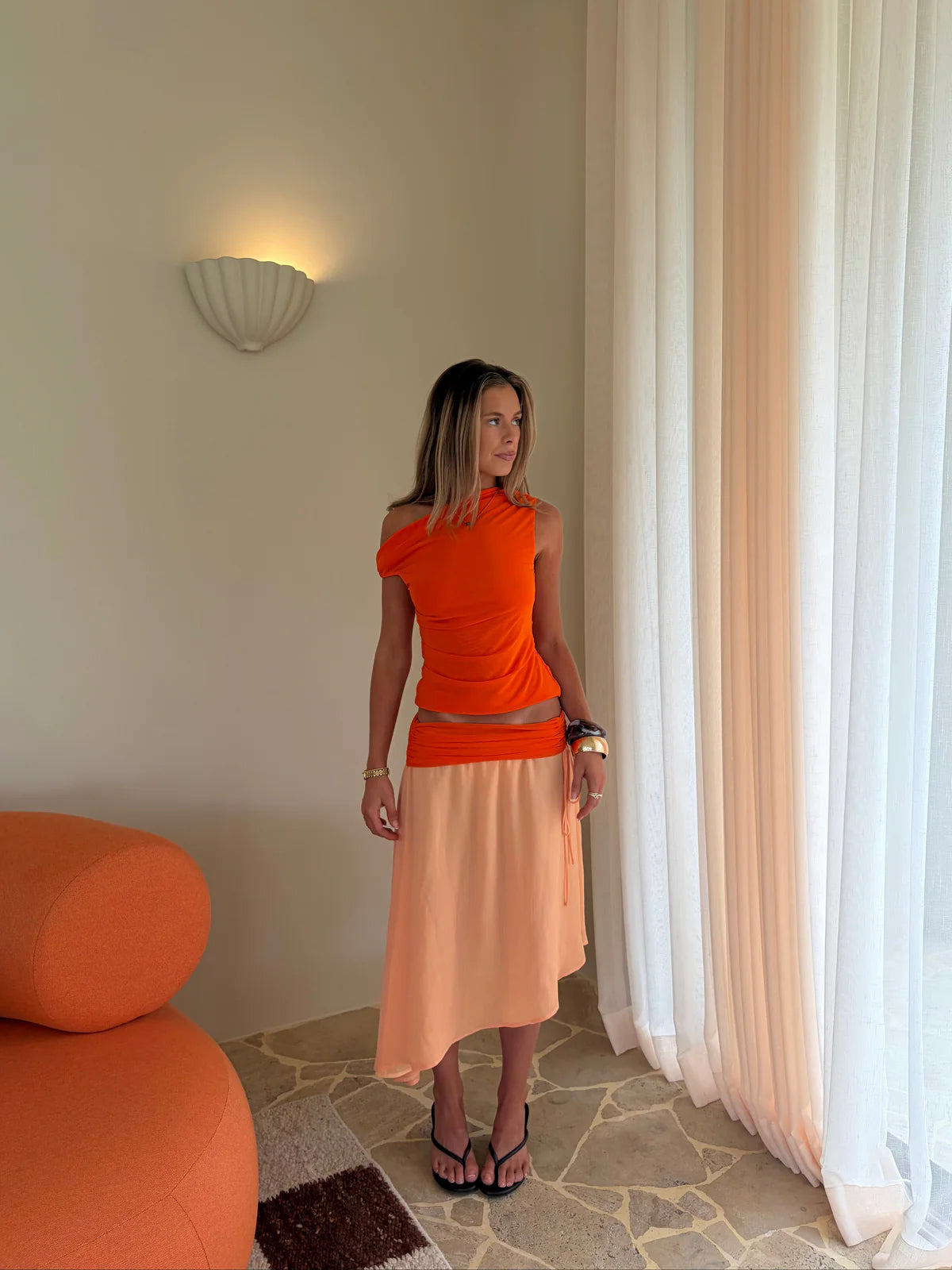 Desero Jacare Provence Orange Skirt and Top - Orange