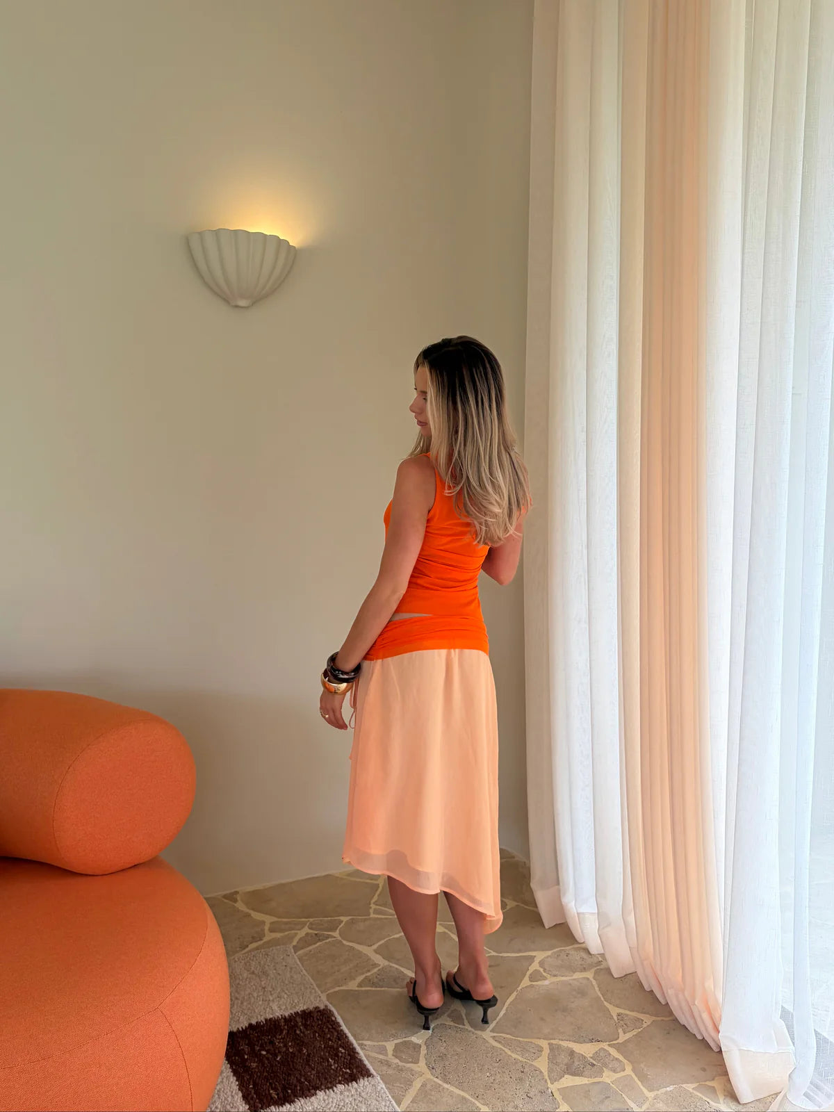Desero Jacare Provence Orange Skirt and Top - Orange