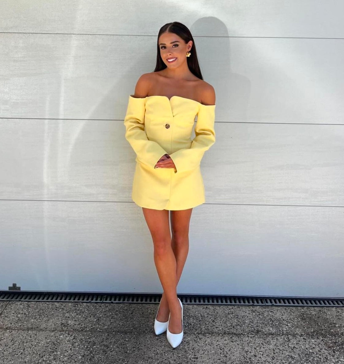 SIR The Label Sandrine Tailored Mini Dress - Limone