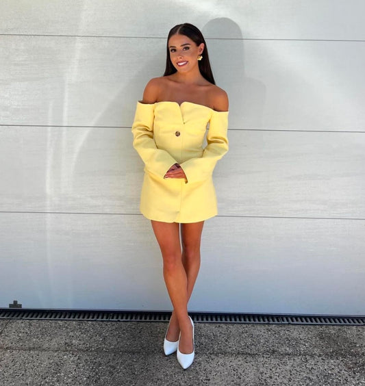 SIR The Label Sandrine Tailored Mini Dress - Limone