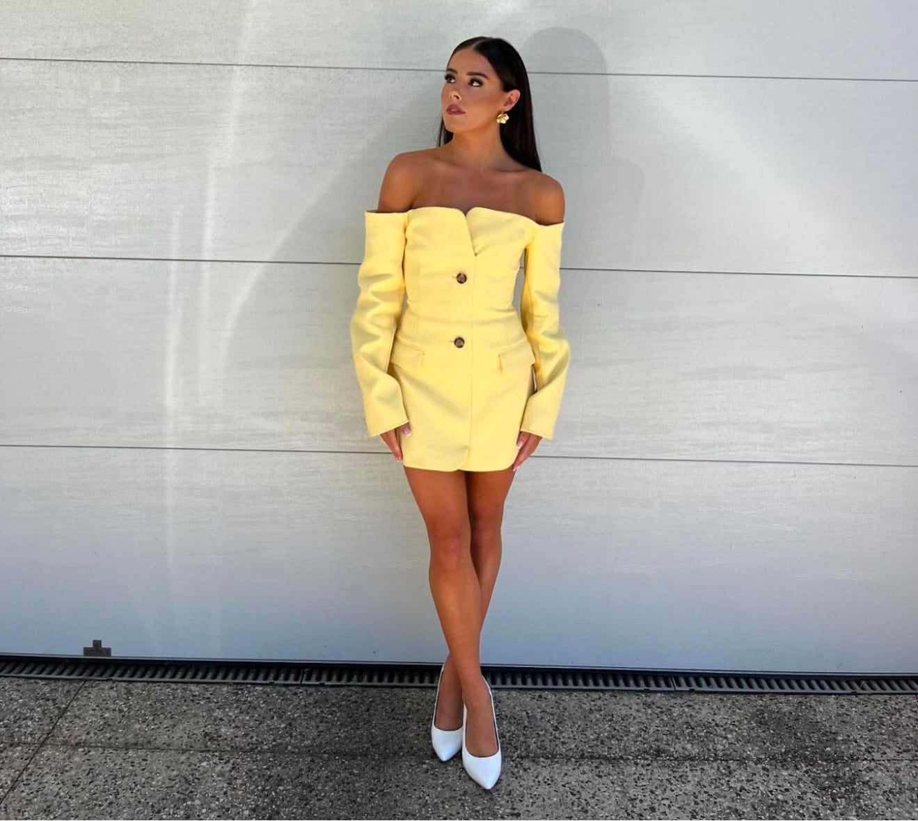 SIR The Label Sandrine Tailored Mini Dress - Limone