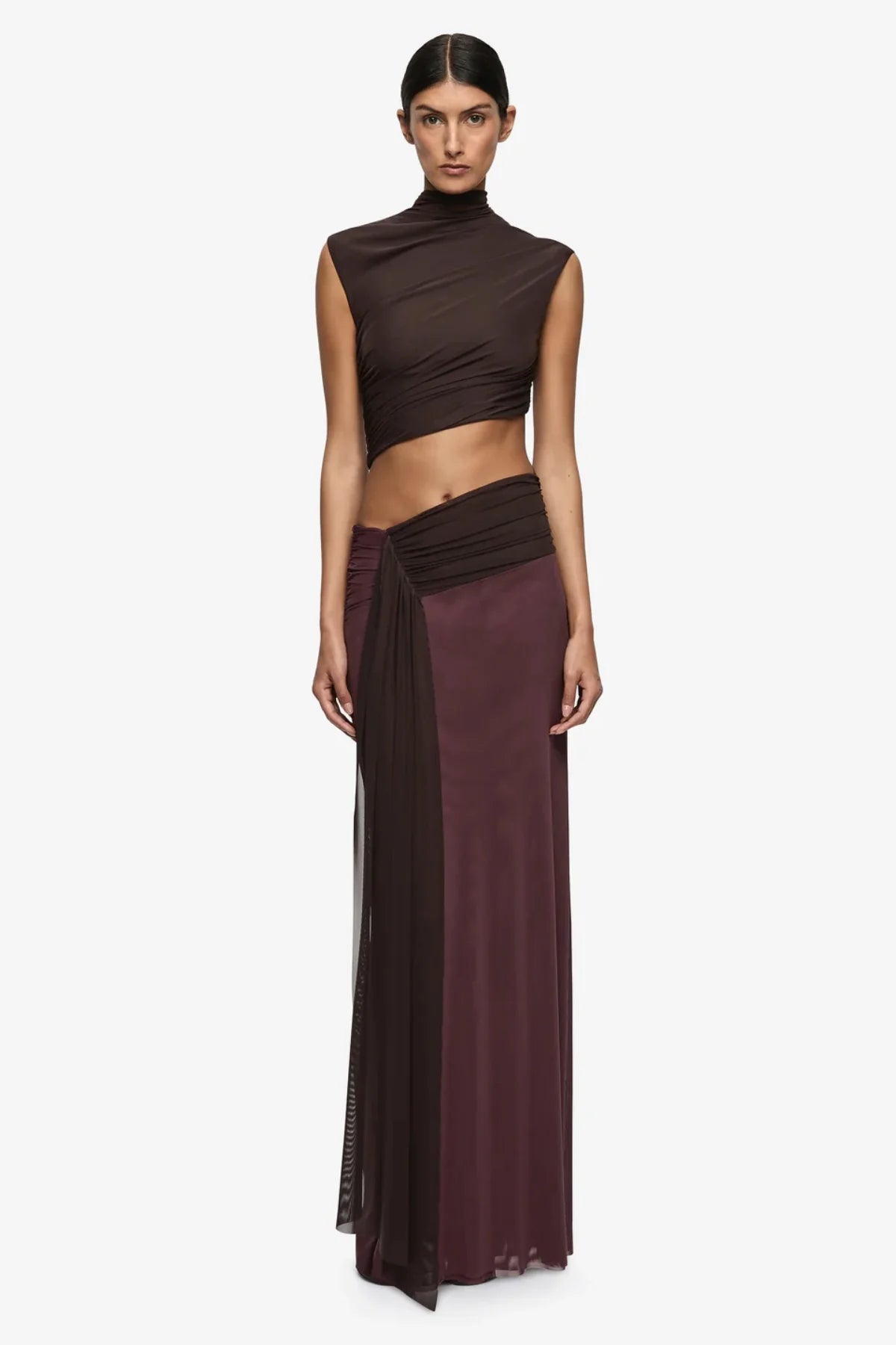Bec + Bridge Conni Twist Maxi Dress - Aubergine/Dark Choc