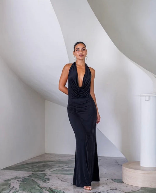 Sneaky Link Saint Plunge Maxi Dress - Black