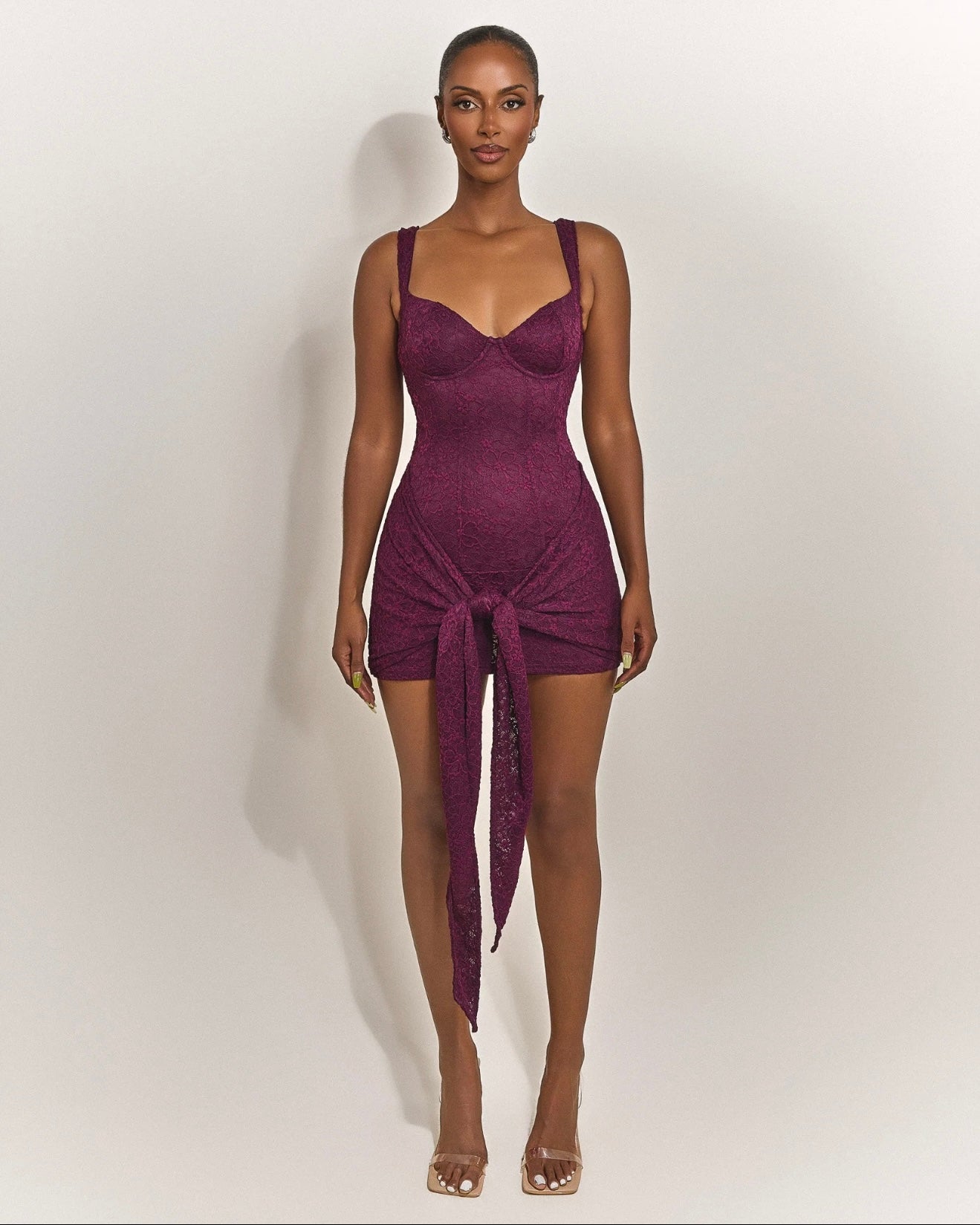 Mars The Label Tie Front Mini - Plum