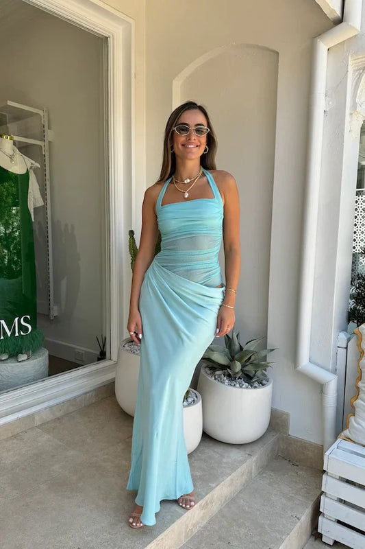 Benni Gina Halter Dress - Aquamarine