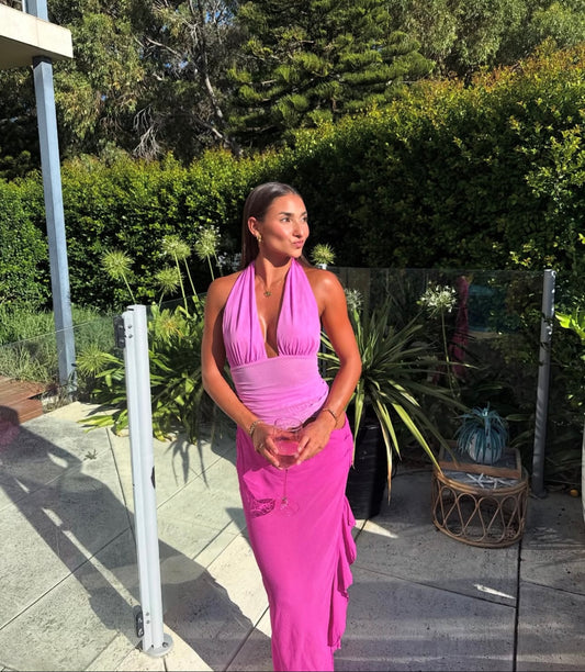 Benni Penelope Halter Maxi Dress - Pink