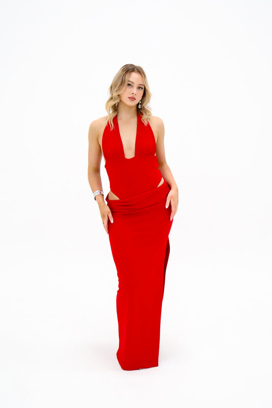 Natalie Rolt Becca Bodysuit and Skirt - Cherry