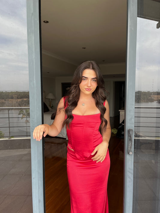 I Am Delilah Valerie Corset and Maxi Skirt - Cherry