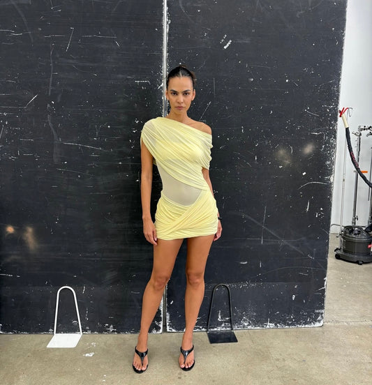 Benni Otto Mini Dress - Lemon